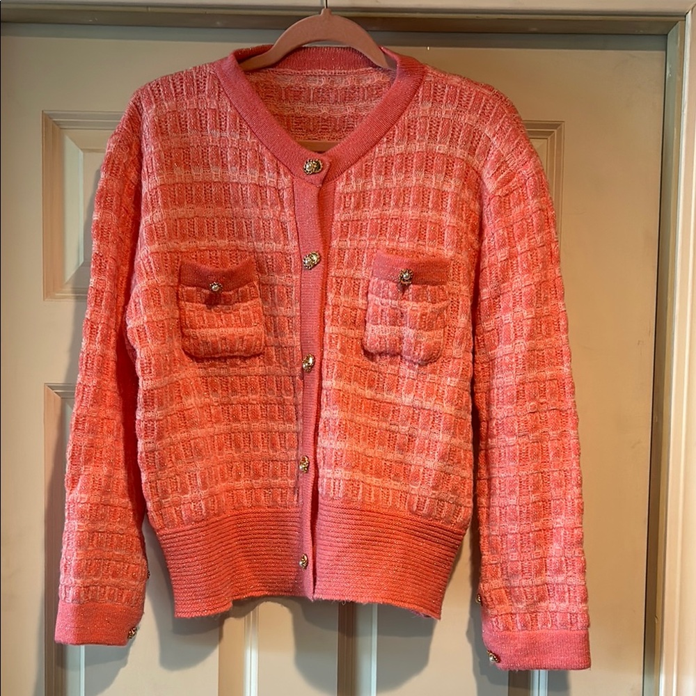 Chic Pink Button-Up Cardigan